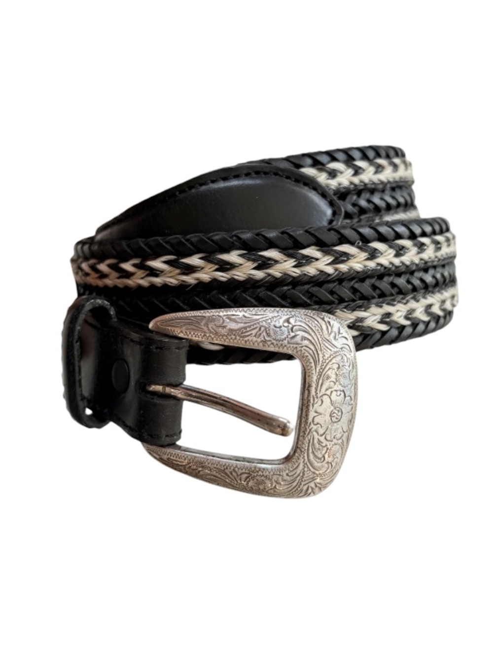 Justin Western Braided Black Leather Belt
